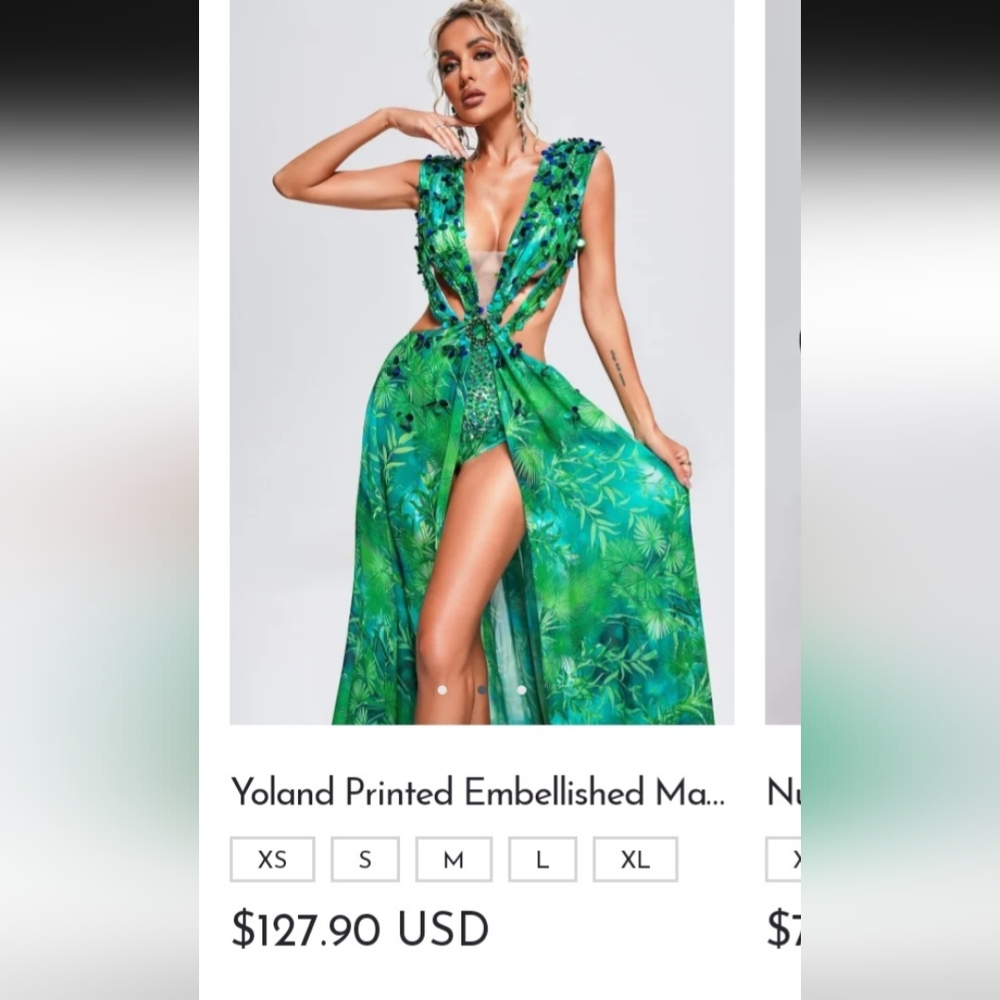 Bella Barnett SizeS Green Embellished Dress